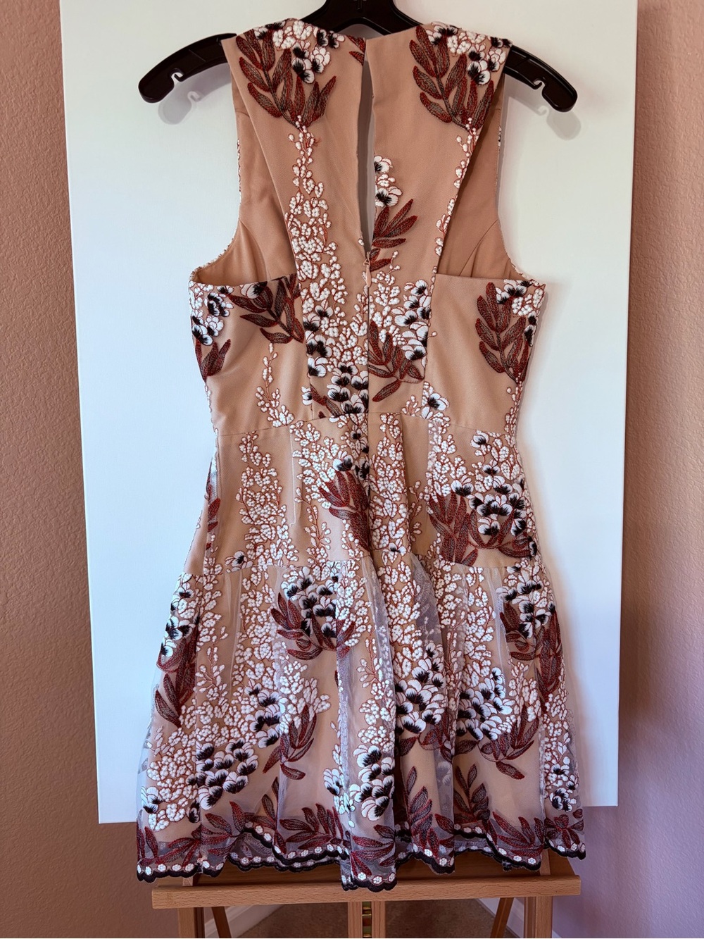 HARLYN for Anthropologie Embroidered Floral Mesh Fit & Flare Cocktail Dress S - Picture 4 of 5